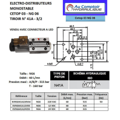 12 VDC monostabiler Elektroverteiler - NG6 - 3/2 - P zu A - B und T Geschlossen - N 41A. Trale - 4