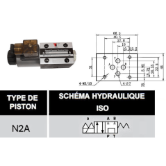 110 VAC monostabiler Elektroverteiler - NG6 - 4/2 P auf T - A/B GESCHLOSSEN - N2A. Trale - 3