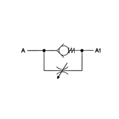 Unidirectional flow limiting throttle: 1/2 FBSP - 45 L/mn - 350 B