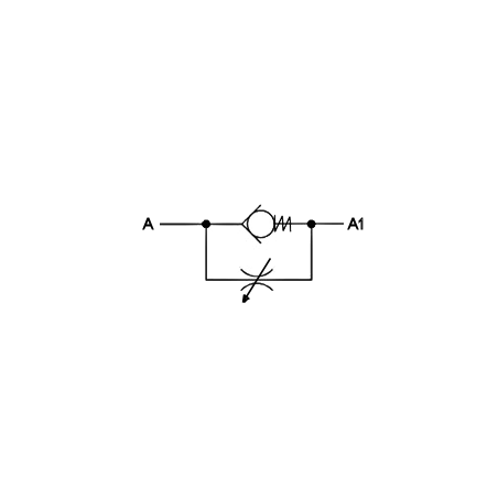 Unidirectional flow limiting throttle: 1/2 FBSP - 45 L/mn - 350 B