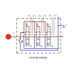 Trale Distribuidores DM 40 - D.E - A1/A1/A1 - 40 L/mn - 250 bar - 3/8 BSP - 3 Palancas - Alivio de presión - 3