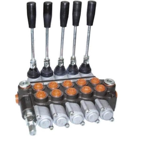 Valvole a spola DM 40 - D.E - A1/A1/A1/A1 - 40 L/mn - 250 bar - 3/8 BSP - 5 Leve - Limitatore di pressione - 1