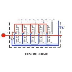 Distributeurs DM 40 - D.E - A1/A1/A1/A1/A1 - 40 L/mn - 250 bar - 3/8 BSP - 5 Leviers - Limiteur Pression  - 3