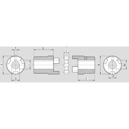 Acoplamiento eje motor Ø 19 mm - GR1 Cono 1/8