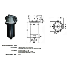 Halterung für Rücklauffilter - 1/2 BSP - Höhe 89 mm