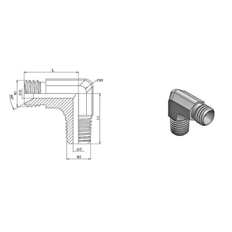 Codo de 90° - MC 1/2 x 1/2 MBSP - Cono de 60°.