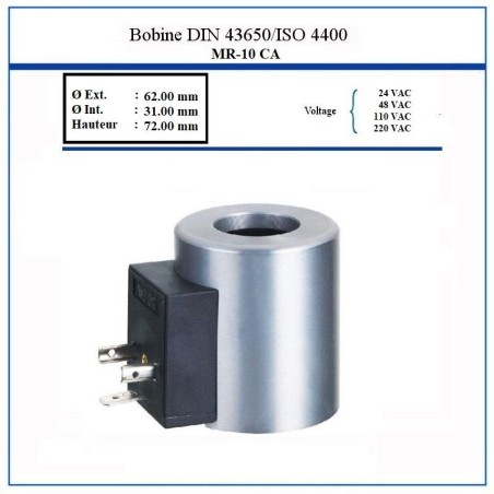 Bobina NG 10 - D.int. 31 mm - Altura 72 mm - 110 VAC - 45 Watt