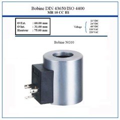 Spule NG 10 - D.Int 31 mm - Höhe 75 mm - 24 VDC - 37 Watt