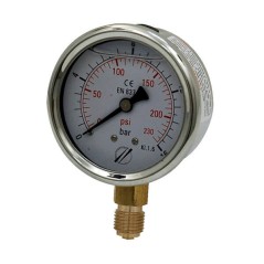 Hydraulisches Manometer Ø 63 im Ölbad - Vertikal 1/4 BSP - 1 bis 600 Bar - 1