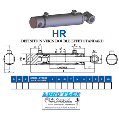 Doppeltwirkender Hydraulikzylinder 16x25 - mit Befestigung Ø 12 - Auslauf 1/4 BSP