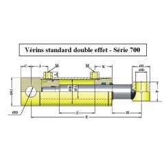 Cilindro hidráulico de doble efecto 20x32 - con fijación Ø 16 - salida 1/4 BSP