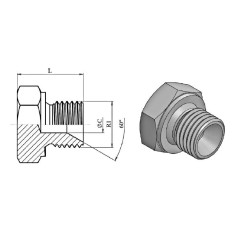 Enchufe macho - Conexión MBSPCT 1" - Cono 60 - 3