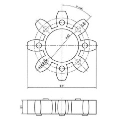 Dimensione 19 - Ø 40 x 18 mm - Spessore 12 mm - 98 Sh rosso