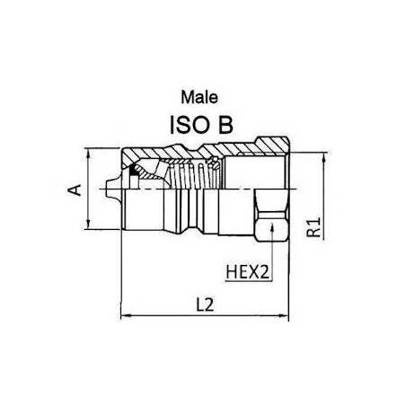 Raccordo ISO B - Maschio 3/8 BSP - Portata 23 L/mn - PS 250 Bar