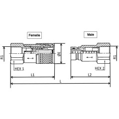 Giunto FACE PLANE BRH - Maschio 1/2 BSP - PS 350 Bar