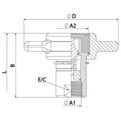 1" BSP mobile valve/coupler - VCR - butterfly nut - Flow 120 L/mn - PS 300 Bar