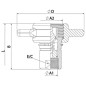 Coupleur/Valve mobile 1" BSP - VCR - ecrou papillon - Débit 120 L/mn - PS 300 Bar