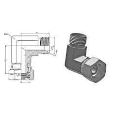 Winkel 90° - MBSP 3/8 x 3/8 FBSP - Kegel 60°.