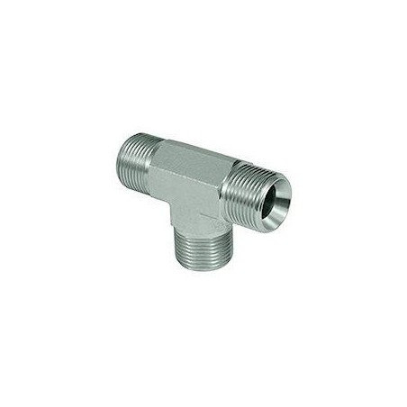 Tee maschio uguale - 1/4 MBSP - cono a 60°.  - 1