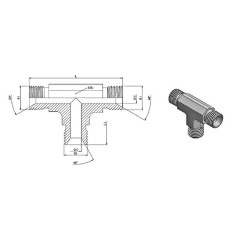 Tee maschio uguale - 1/4 MBSP - cono a 60°.