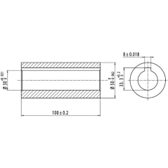 Profilierte Buchse Ø 30 x 50 - Keil 8 mm - Länge 100mm.