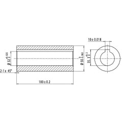 Enchufe perfilado Ø 32 x 50 - Llave de 10 mm - Longitud 100mm.