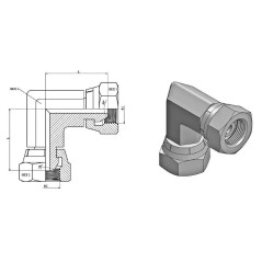 Codo de 90° - 1" x 1" FBSP - Cono de 60°.