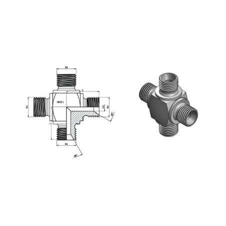 Croce maschio 1/4 MBSP - cono a 60°.