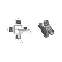 Croix Male 3/8 MBSP - Cône 60°.