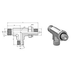 Tee maschio invertito girevole - 1/4 MBSP - cono a 60°.