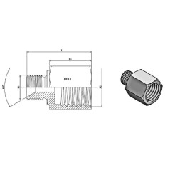 Trale Estensione disuguale 25,5 mm M-F - MBSPCT 1/8 cono 60° x FG 1/4 BSP - 3