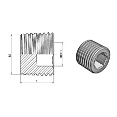 Trale Tappo maschio esagonale senza testa 1/4 BSP - 3