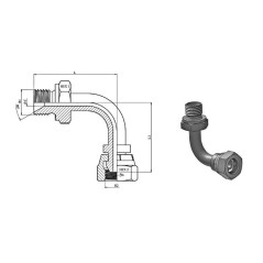 Codo largo 90° - MBSP 1/4 x 1/4 FBSP - Cono 60°.