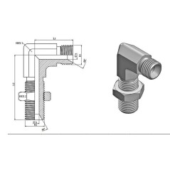 90° bulkhead elbow - MBSP 1/4 x 1/4 - 60° cone.