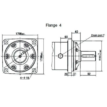 Hydraulikmotor OMV1000 - VNKV1000 4ADS - Welle DN 50 mm