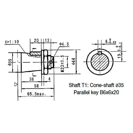 Moteur arbre 35MM Conique VNKSW80 PLUS BDS - OMSW80