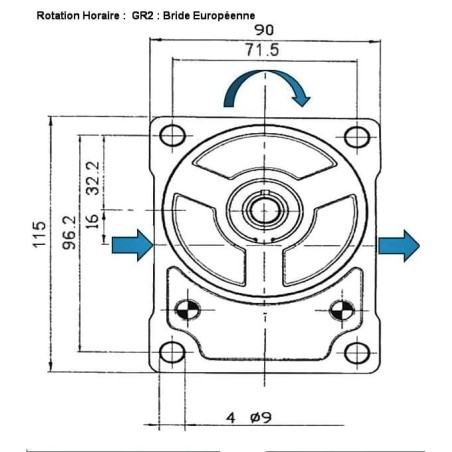 GR2 hydraulic pump - RIGHT - 06.0 CC - EUROPEAN FLANGE