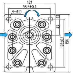 Hydraulikpumpe A ENGRENAGE GR3 - RECHTS - 55.0 CC - EUROPÄISCHE BRIDE