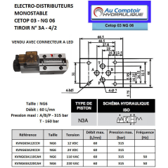 12 VDC monostabiler Elektroverteiler - NG6 - 4/2 MITTE OFFEN - in H - N3A. Trale - 4