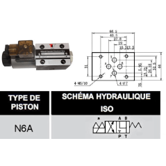 12 VDC monostable solenoid valve - NG6 - 4/2 - Y - P CLOSED - N6A. Trale - 3