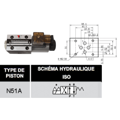 electrodistributeu 12 VDC monostable - NG6 - 4-2 - P sur A - B sur T - N 51A. Trale - 3