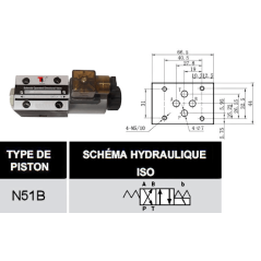 12 VDC monostable solenoid valve - NG6 - 4-2 - P to B - A to T - N51B. Trale - 3