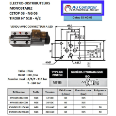 12 VDC monostabiler Elektroverteiler - NG6 - 4-2 - P auf B - A auf T - N51B. Trale - 4