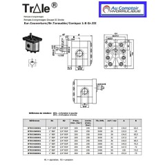 GR3 hydraulic pump - RIGHT - 55.0 CC - Threaded flanges. BTD3550D01 € 264.05