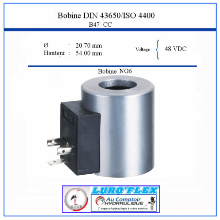 Bobina NG 06 - 48 VCC - Ø interior 20,70 - Altura 54