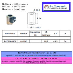 Bobina NG 06 - 48 VCC - Ø interior 20,70 - Altura 54 - 3