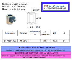 Bobina NG 06 - 48 VAC - Ø interno 20,70 - Altezza 54 - 3