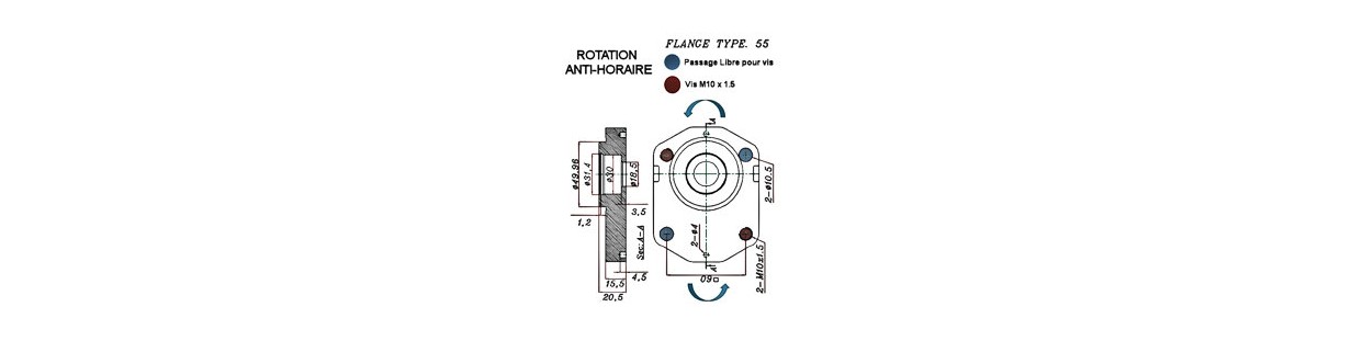 Linksdrehung für Hydraulikpumpe G2