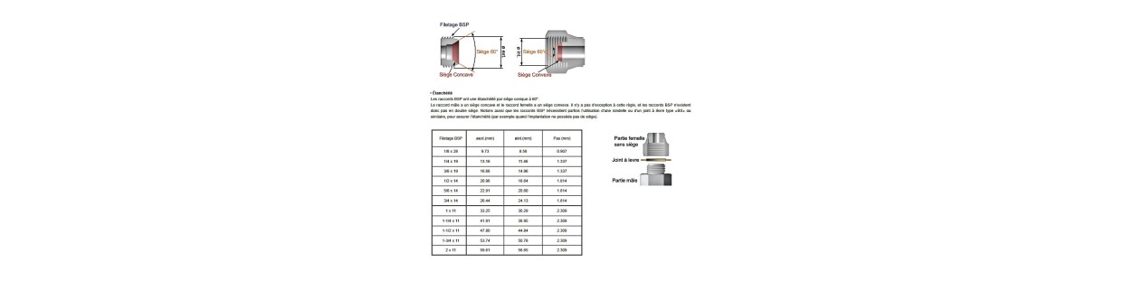 Tabella delle filettature BSP - Au Comptoir Hydraulique